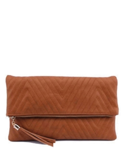 Chevron Quilted Bifold Crossbody Clutch LP048QA TAN